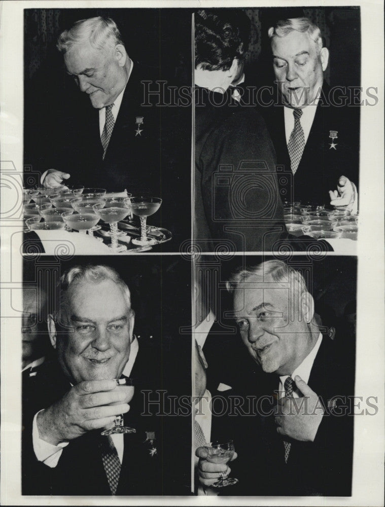 1957 Press Photo Russian leaders Premier Nikolai Bulganin and Communist Party - Historic Images