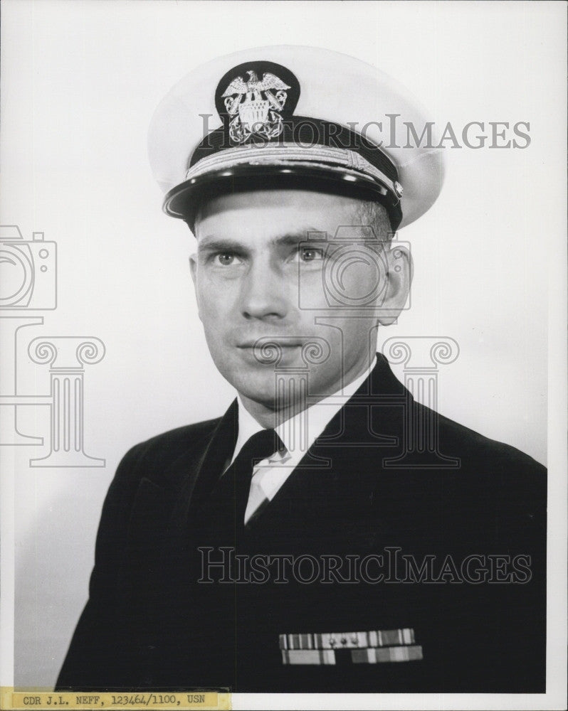 1957 Press Photo Commanding officer of USS Goodrich John Lawrence Neff - Historic Images