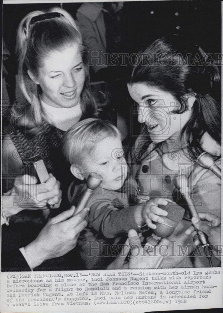 1968 Press Photo Luci Johnson Nugent, her daughter Lyn, and Mrs. Melinda Bates - Historic Images