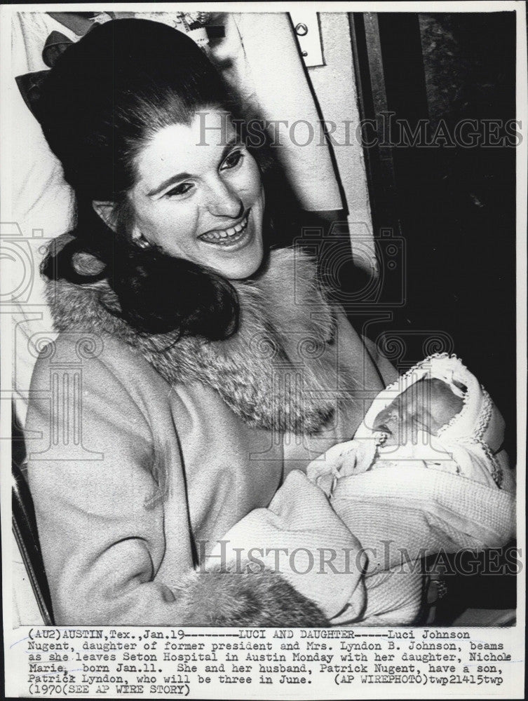 1970 Press Photo Luci Johnson Nugent and her daughter Nichole Marie - Historic Images