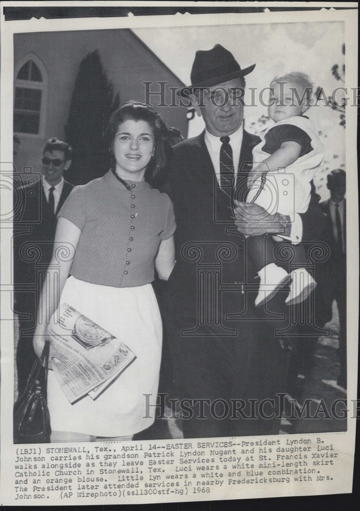 1968 Press Photo President Johnson, grandson Patrick Nugent, daughter Luci - Historic Images