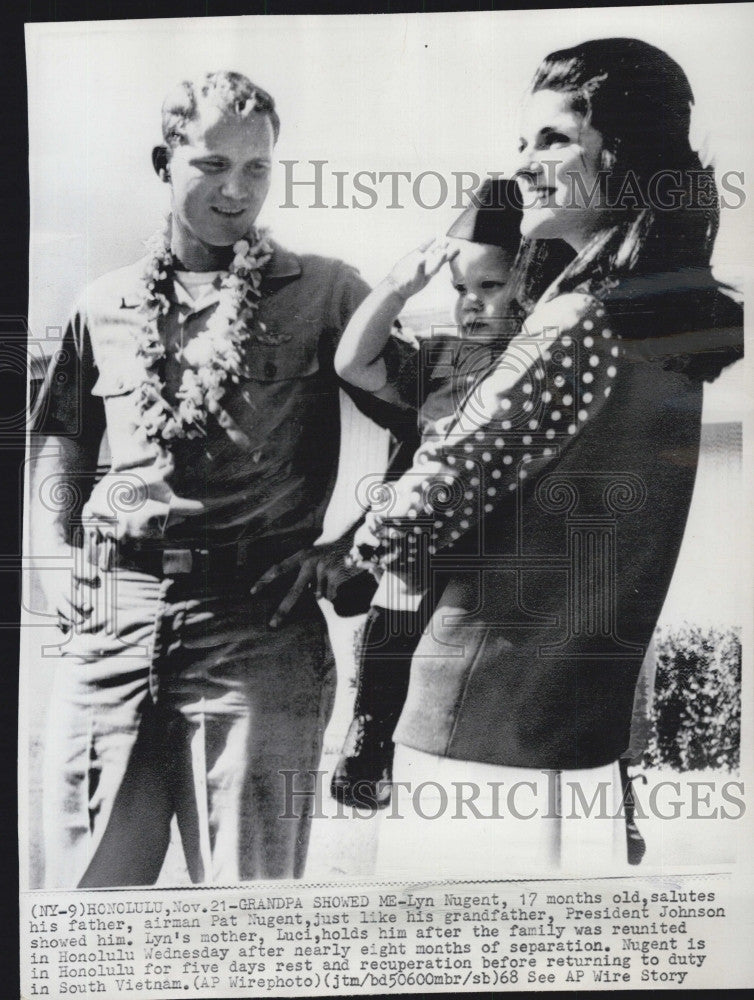 1968 Press Photo President Johnson&#39;s Daughter Luci, Son-in-Law &amp; Grandson Lyn - Historic Images