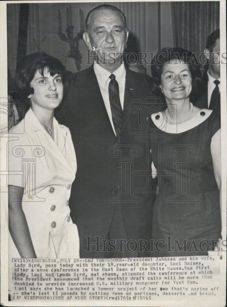 1965 Press Photo  Luci Johnson Daughter of President Johnson &amp; Ladybird Johnson - Historic Images