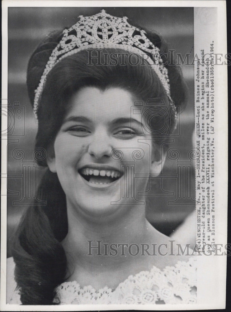 1964 Press Photo  Luci Johnson Daughter of President Johnson is Shenandoah Queen - Historic Images