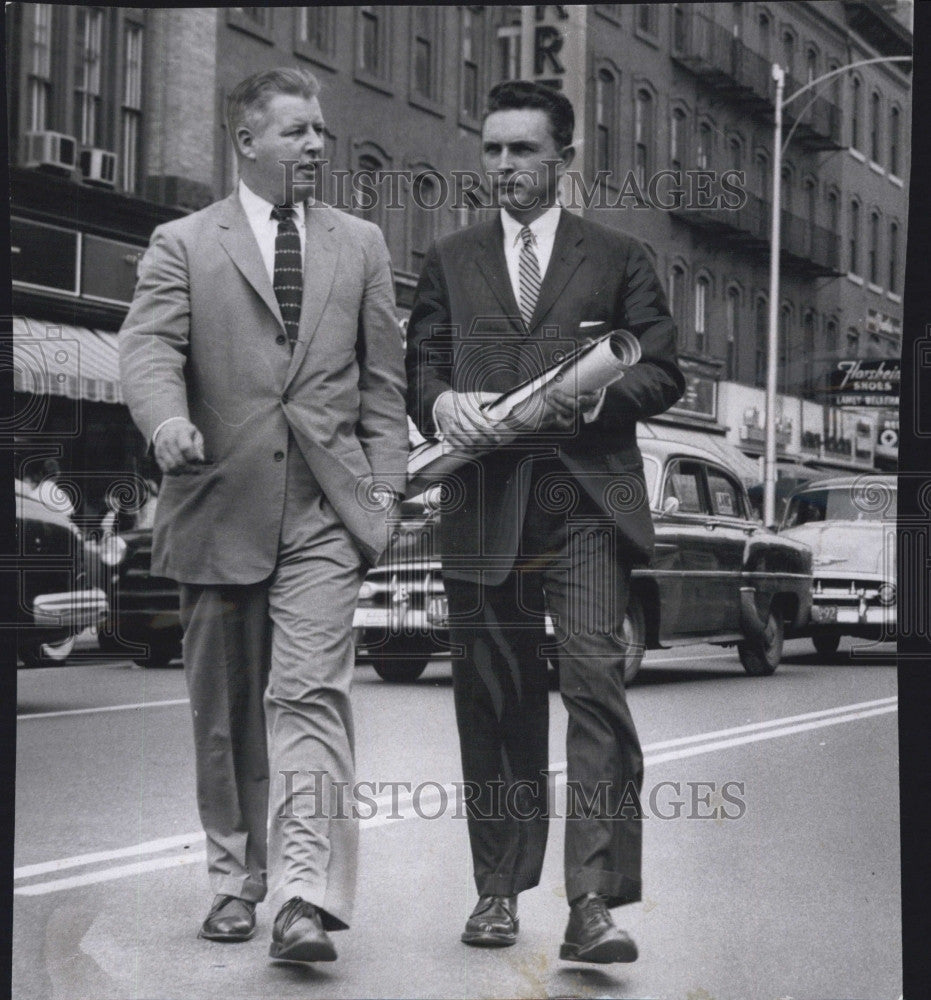 1957 Press Photo Mayor Buckley and John O&#39;Mally Politicians - Historic Images