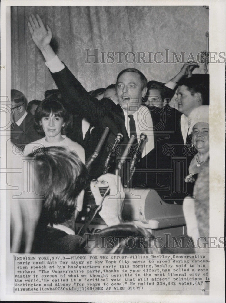 1965 Press Photo William Buckley, candidate for Mayor of New York - Historic Images