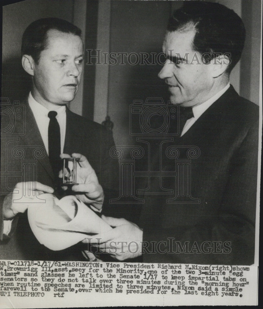 1961 Press Photo Vice President Nixon &amp; W Brownrigg III Asst Secretary for Minor - Historic Images