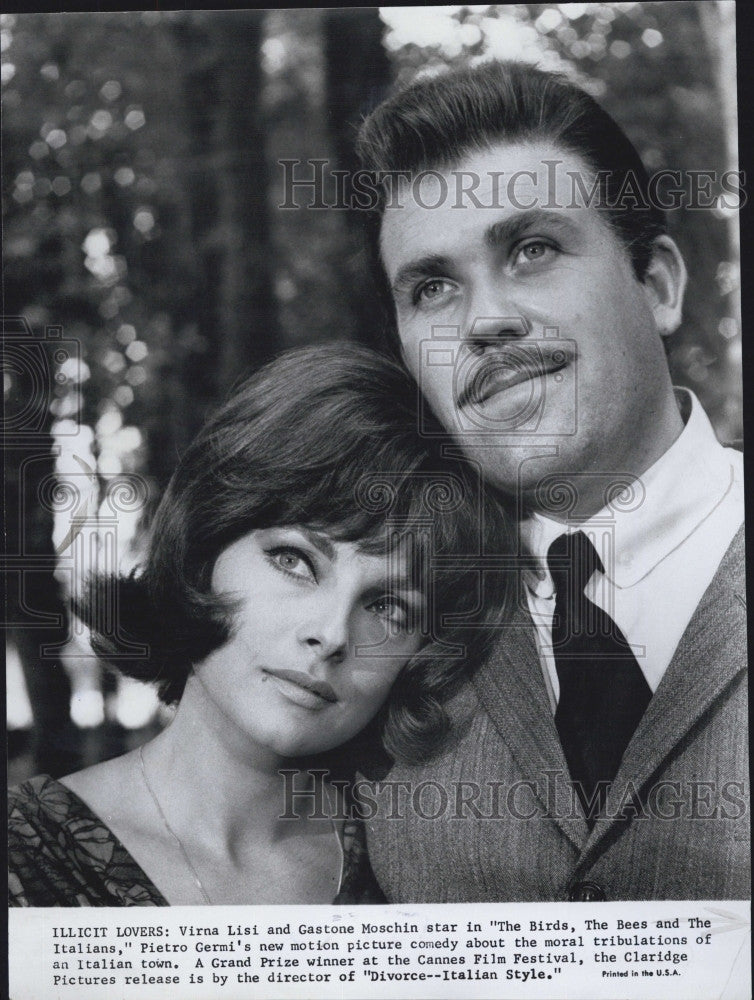 1967 Press Photo Actress Virna Lisi &amp; Actor Gastone Moschin - Historic Images