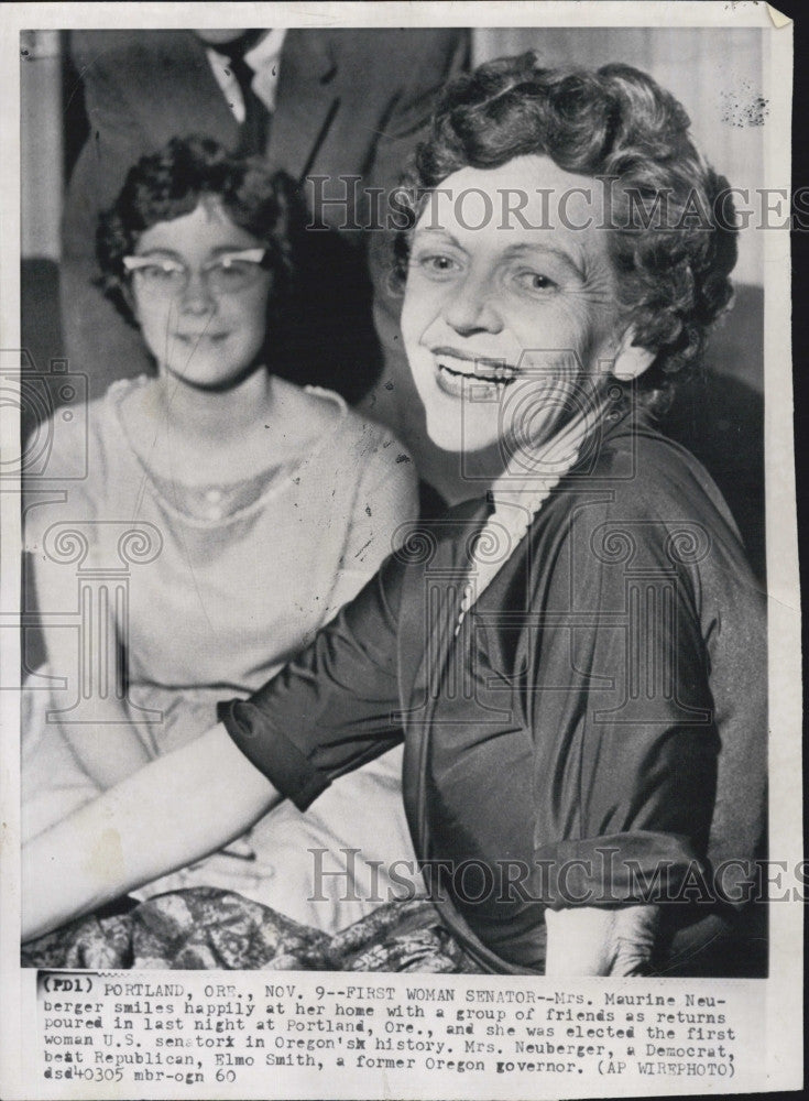 1960 Press Photo Mrs. Maurine Neuberger, elected first woman Senator in Oregon - Historic Images