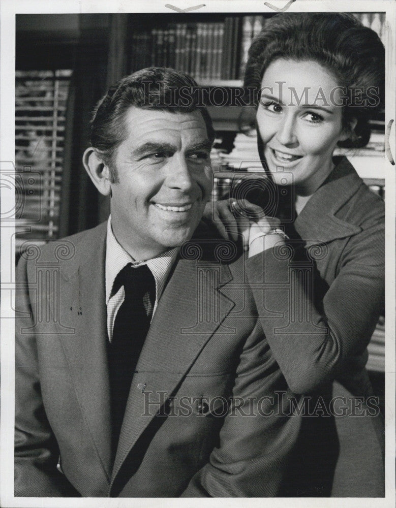 1970 Press Photo Andy Griffith &amp; Claudette Nevins star in &quot;Headmaster&quot; - Historic Images