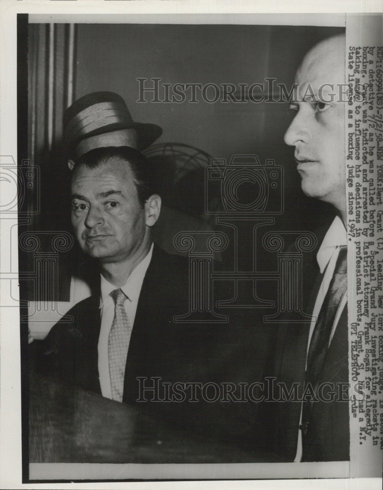 1958 Press Photo Boxing Judge Burt Grant Called Before Grand Jury - Historic Images