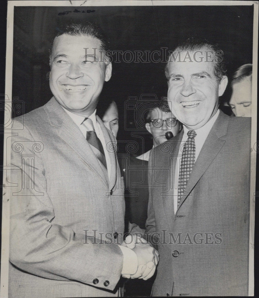 1968 Press Photo Sen Edward Brooke,Mass &amp; Pres candidate Richard Nixon - Historic Images