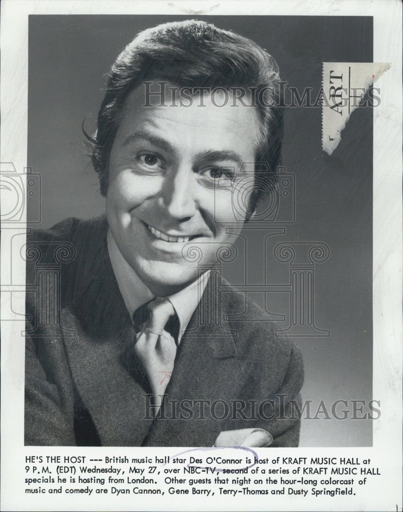 1971 Press Photo British musica hall star Des O&#39;Connor hosts &#39;Kraft Music Hall&quot; - Historic Images