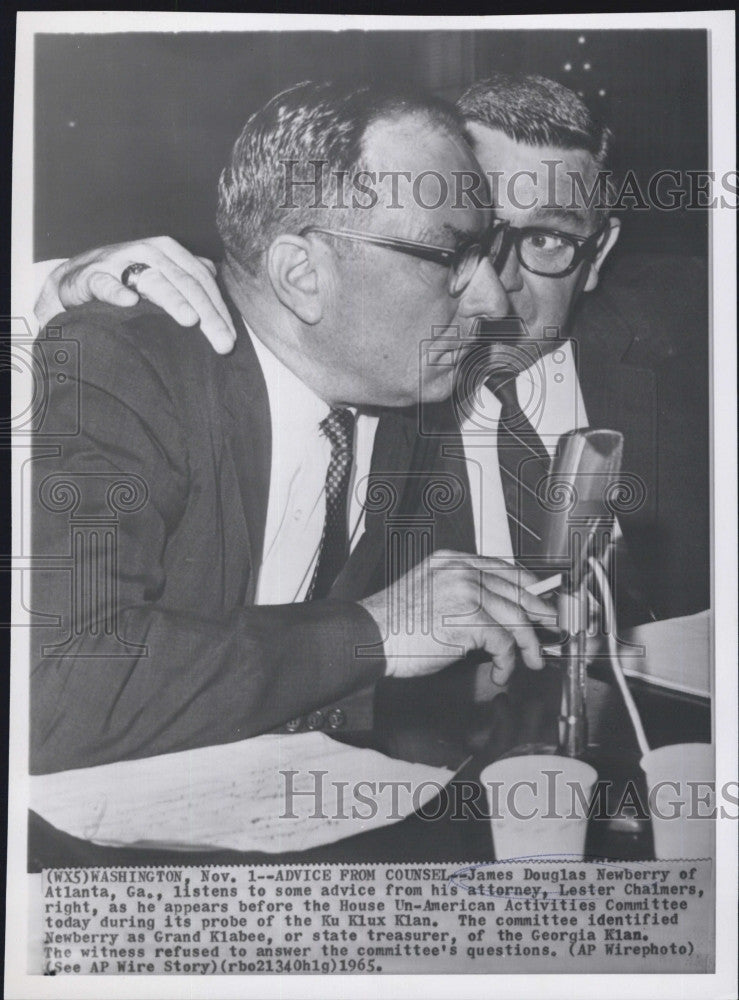 1965 Press Photo James Douglas Newberry and his attorney Lester Chalmers - Historic Images