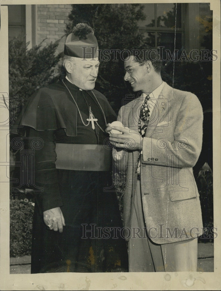 1949 Press Photo  Archbishop Richard J Cushing &amp; Dom DiMaggio,of the Red Sox - Historic Images