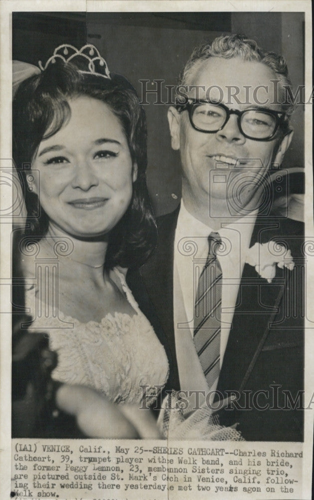 1964 Press Photo Charles R Catheart &amp; bride Peggy Lennon - Historic Images