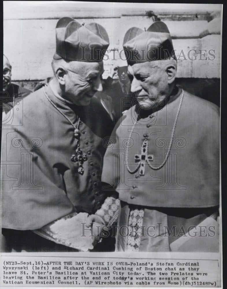 1965 Press Photo Cardinal Cushing &amp; Poland&#39;s Stephan Cardinal Wyszynski - Historic Images