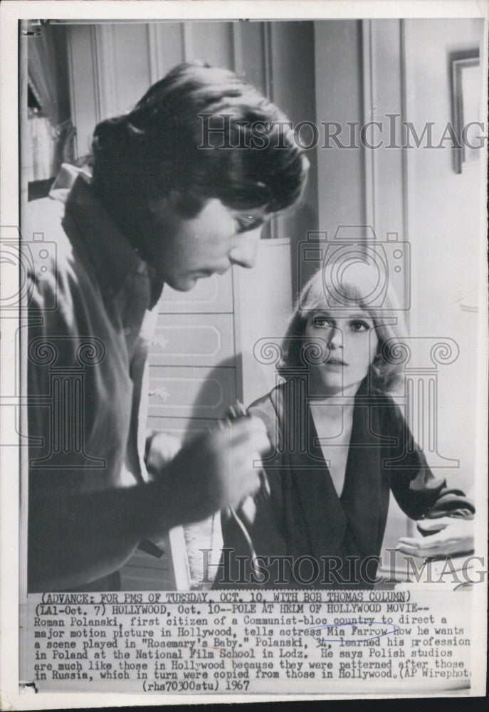 1967 Press Photo Mia Farrow & director Roman Polanski - Historic Images