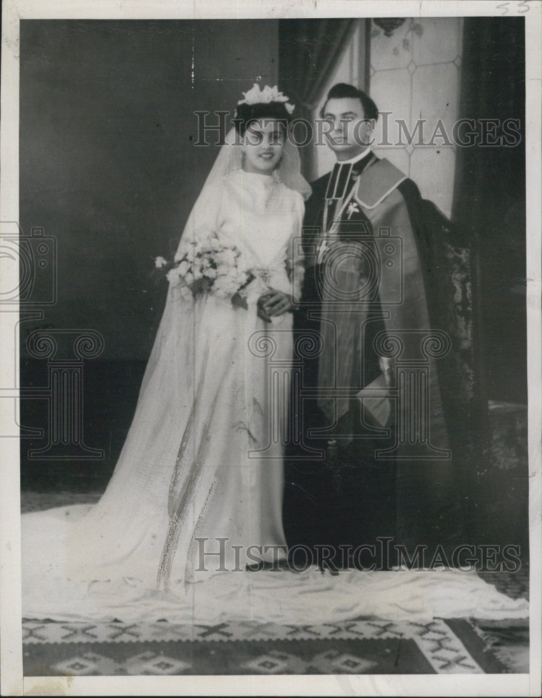 1948 Press Photo Archbishop Gyula Fehervary &amp; bride Irdiko - Historic Images