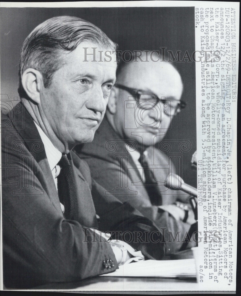 1969 Press Photo Roy D. Chapin, Jr. Chairman of American Motors - Historic Images