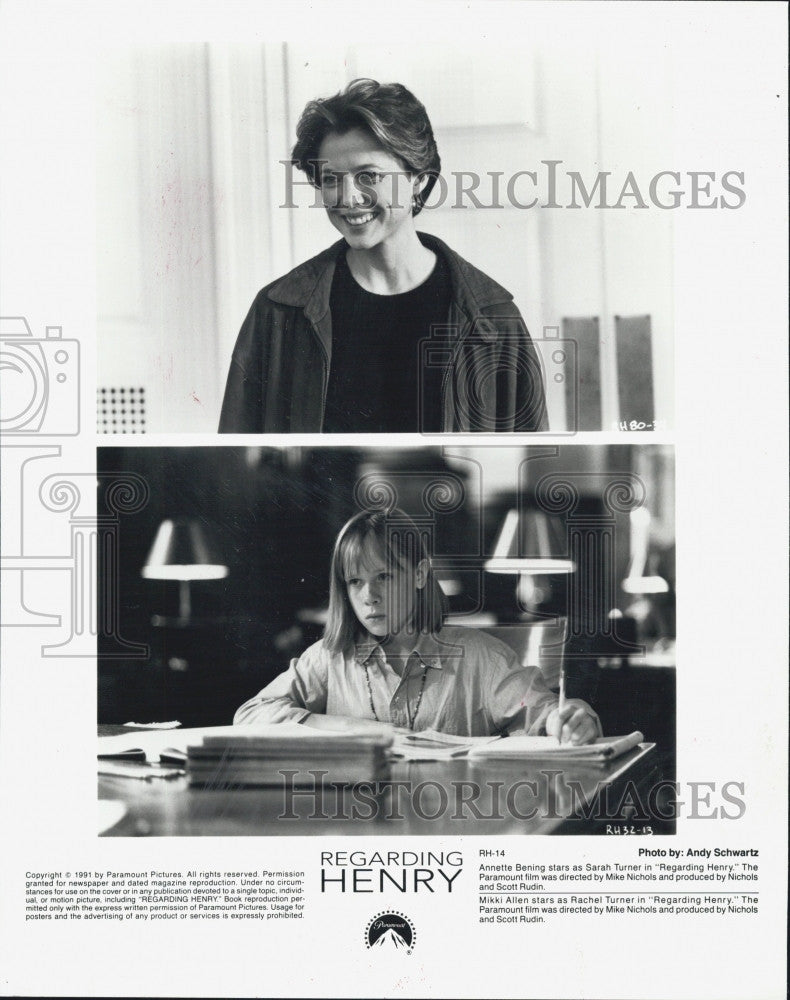 1991 Press Photo Actress Annette Bening as Sarah Turner In Regarding Henry