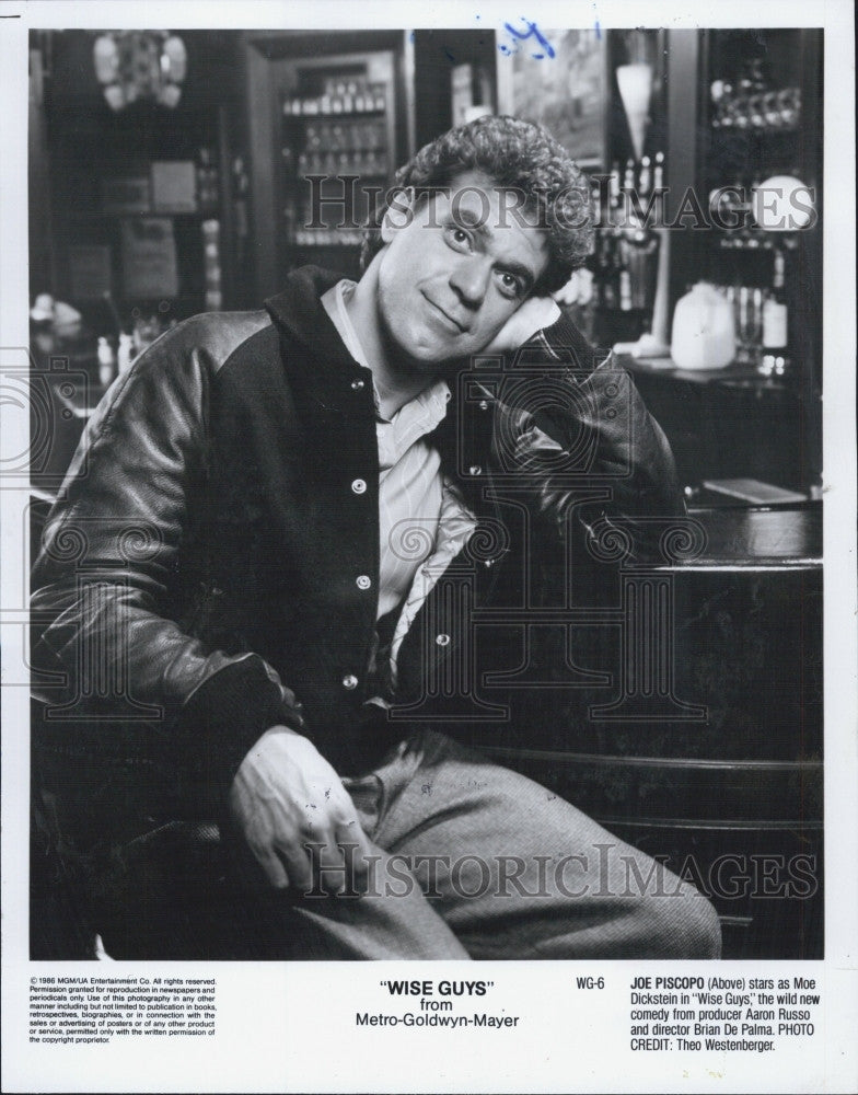 1986 Press Photo Comedian Joe Piscopo stars in &quot;Wise Guys&quot; - Historic Images