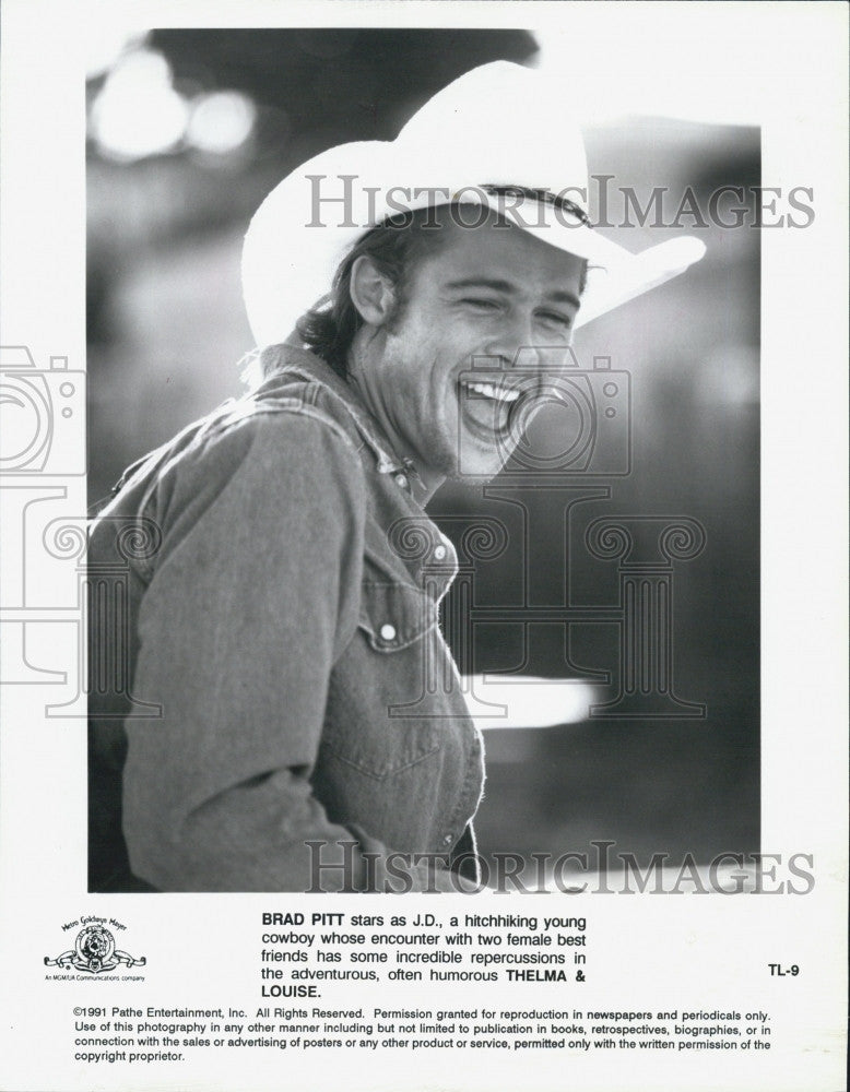 1991 Press Photo  Actor Brad Pitt in &quot;Thelma &amp; Louise&quot; - Historic Images