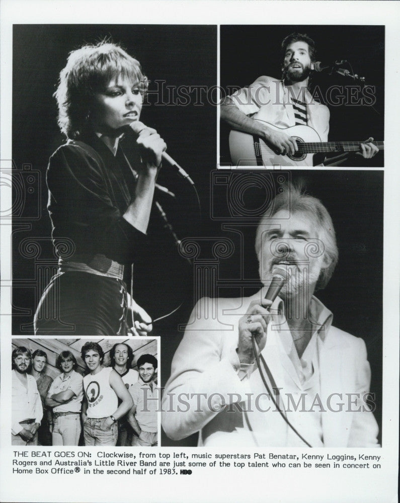 1983 Press Photo Singer Pat Benatar, Kenny Loggins, Kenny Rogers &amp; Little River - Historic Images