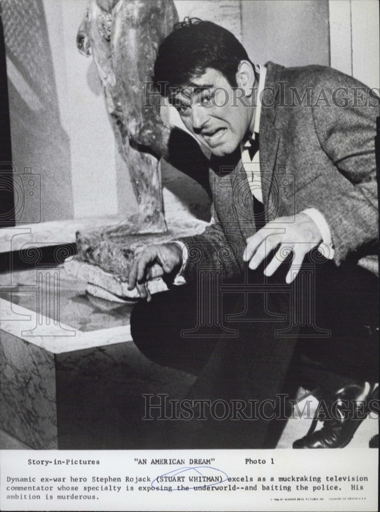 1966 Press Photo Stuart Whitman in &quot;An American Dream&quot; - Historic Images