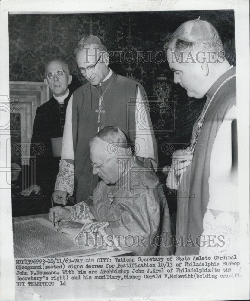 1963 Press Photo Vatican Secretary of State Amleto Cicognani sings Beatification - Historic Images