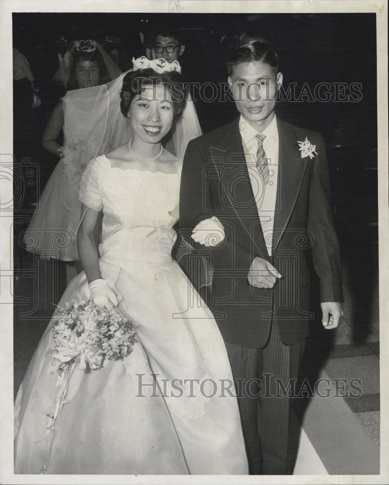 1961 Press Photo Cynthia Bei-Tu &amp; Joseph Ching Fu Chow Wedding - Historic Images