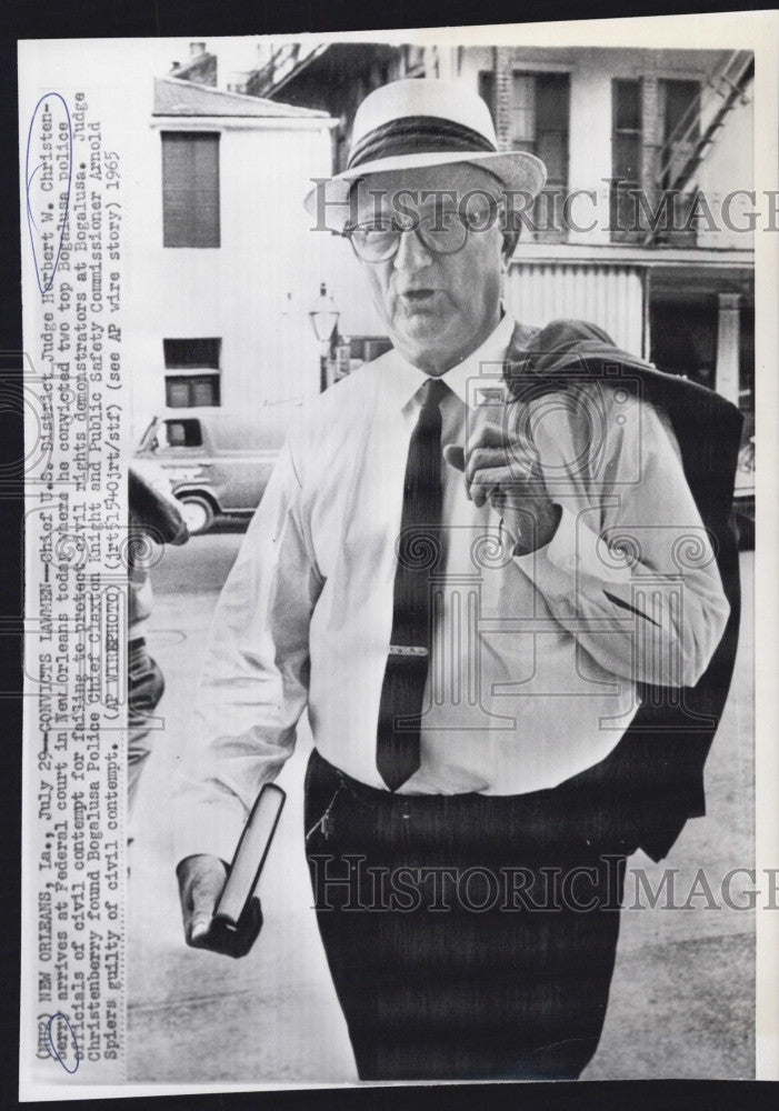 1965 Press Photo District Judge Herbert W Christenberry Arrives In Court - Historic Images