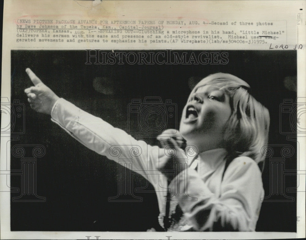 1975 Press Photo Little Michael Delivers Sermon - Historic Images