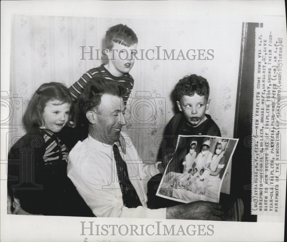 1948 Press Photo Michael Walker Has Second Set Of Triplets In Syracuse NY - Historic Images