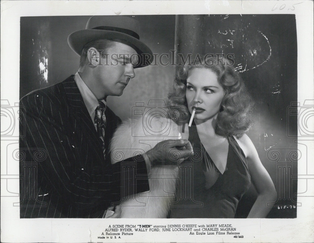 1948 Press Photo Actress Mary Meade and Actor Dennis O&#39;Keefe . - Historic Images