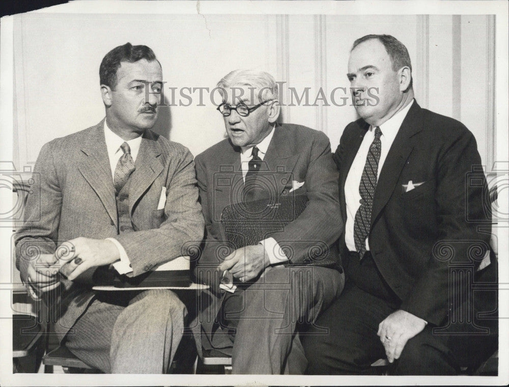 1934 Press Photo Governor Douglas Buck, George Getz &amp; E.F. Colladay Businessmen - Historic Images