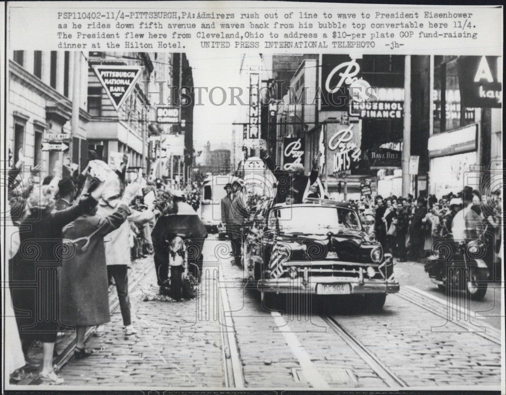 1960 Press Photo President Eisenhower in parade in Cleveland - Historic Images