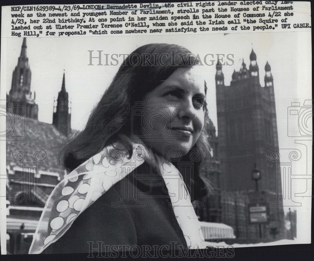 1969 Press Photo Bernadett Devlin Elected as Youngest Member of Parliament - Historic Images