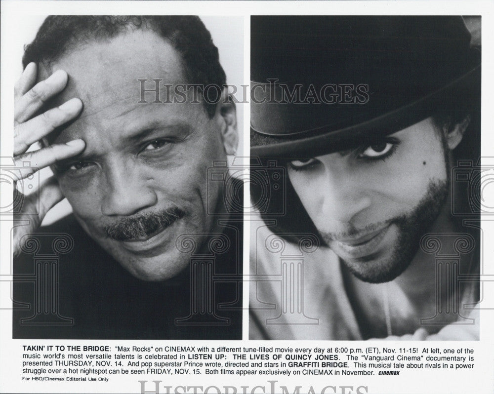 Press Photo Cinemax Features Composer &amp; Singer Quincy Jones And Pop Star Prince - Historic Images