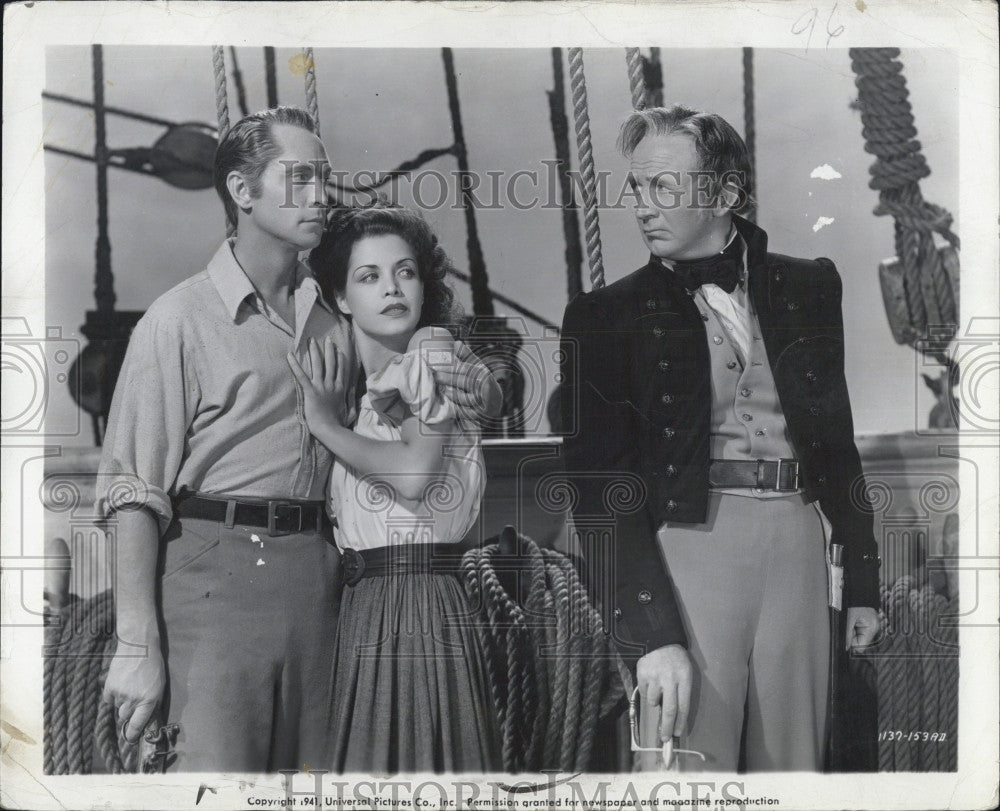 1941 Press Photo Walter Brennan Franchot Tone &amp;Carol Bruce in This Woman is mine - Historic Images