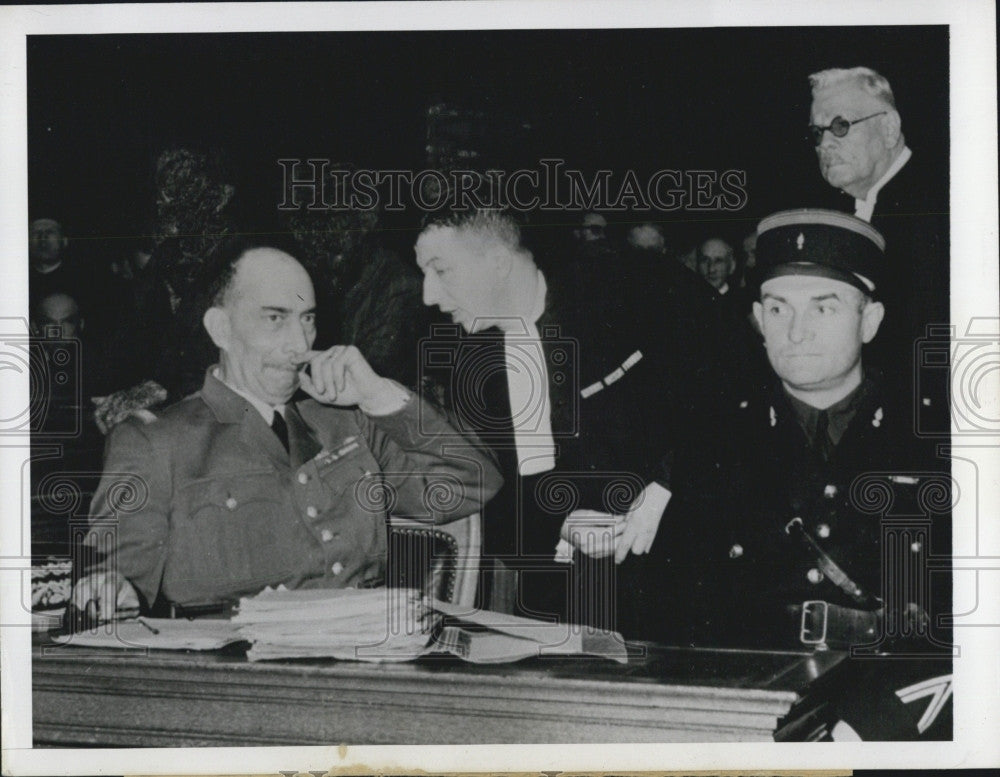 1944 Press Photo French Gen Henri Dentz On trial for Treason In Paris Court - Historic Images