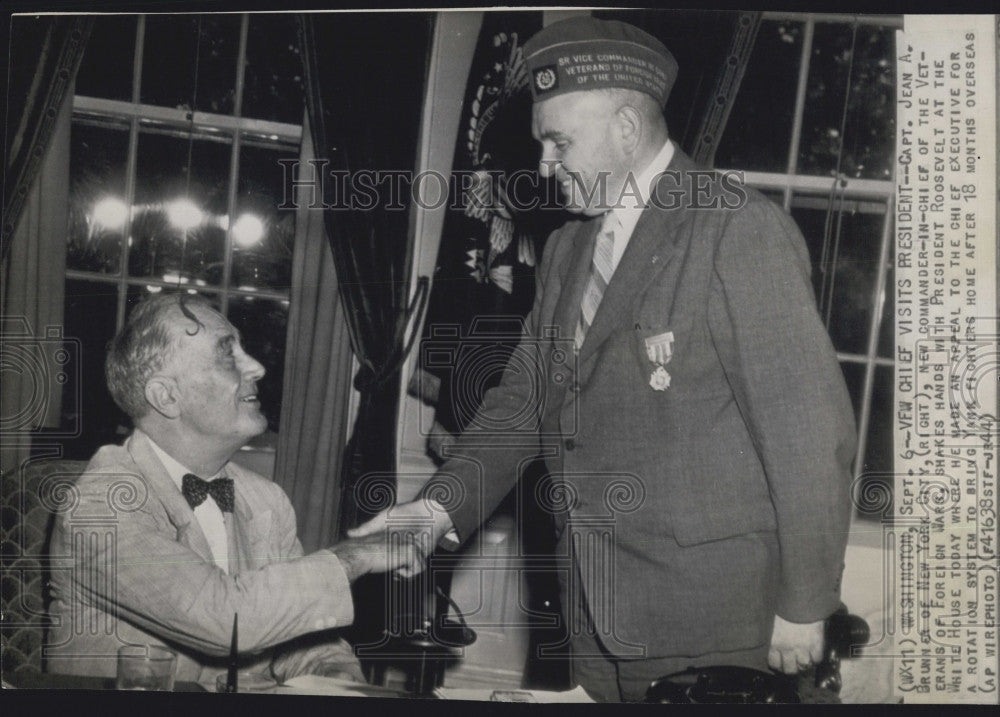 1944 Press Photo Capt. Jean A. Brunner, Commander in Chief of Veterans of War - Historic Images