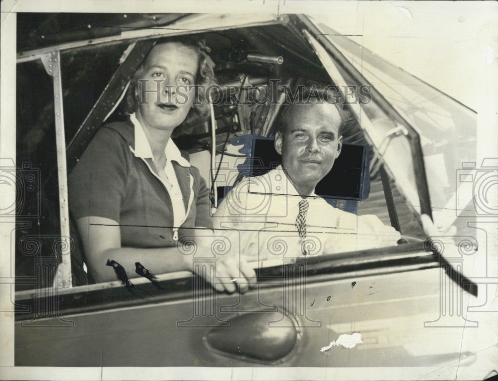 1936 Press Photo Air Pilots Kurt Bjorkyall &amp; Eva Von Blixen In Sweden - Historic Images
