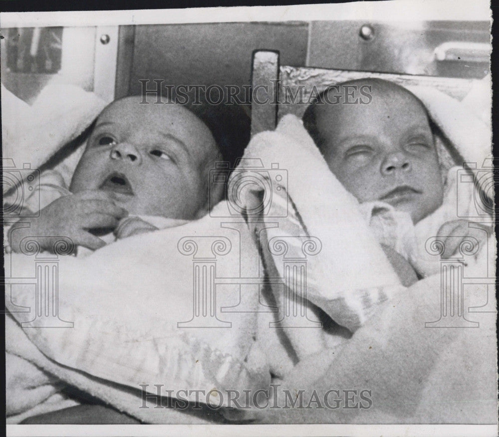 1957 Press Photo Twins Pamela &amp; Patricia Daughters Of Mr. &amp; Mrs. John Schatz - Historic Images