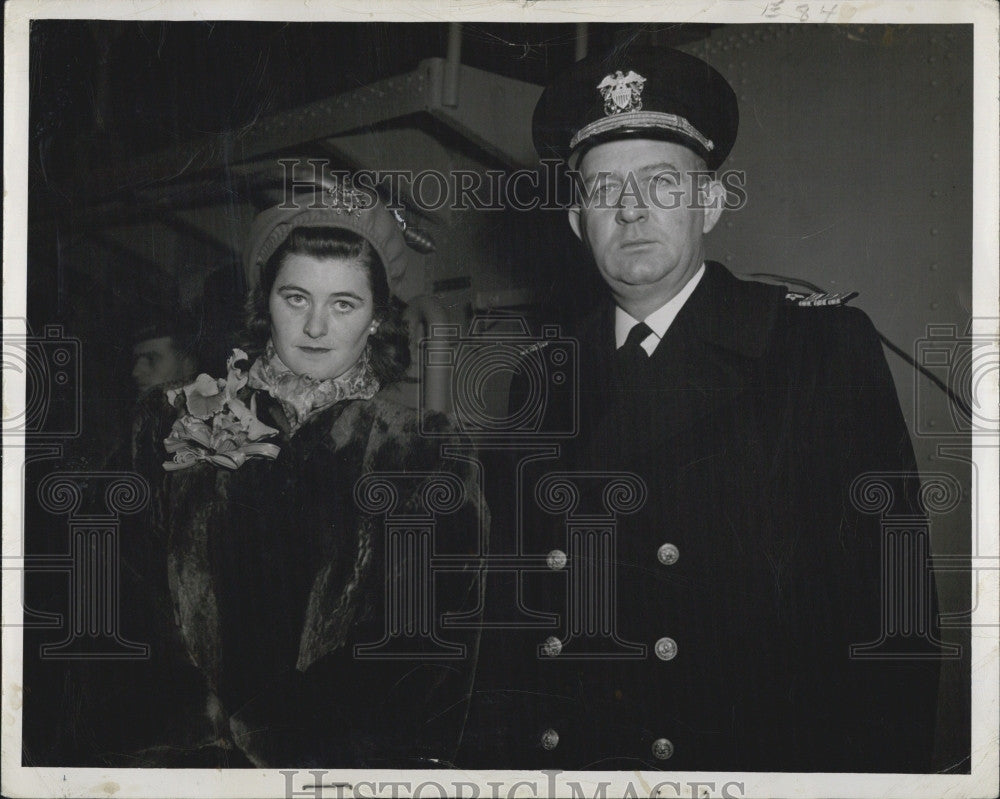 1949 Press Photo Miss Jean Kennedy  at commissioning of ship USS Kennedy - Historic Images