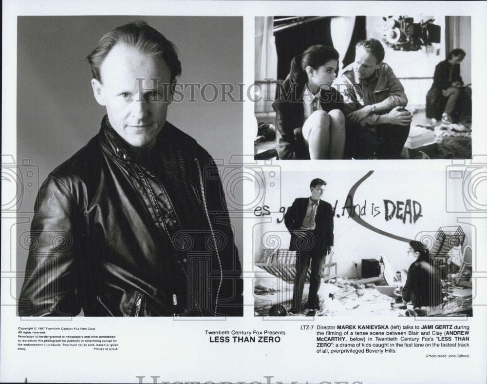 1987 Press Photo Director Marek Kanievska, Jami Gertz, Andrew McCarthy - Historic Images