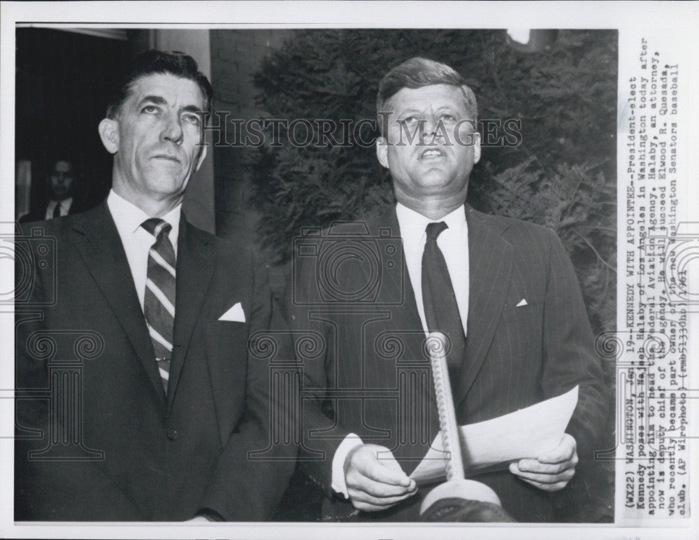 1961 Press Photo President-Elect Kennedy and Jajoeb Halaby in Washington - Historic Images