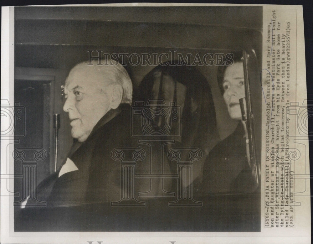 1965 Press Photo Randolph Churchill &amp; mary Soames,children of Sir Winston - Historic Images