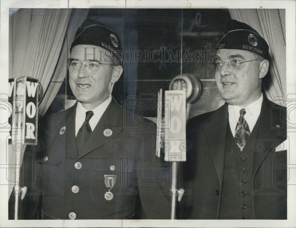 1939 Press Photo Radio Broadcast by American Legion Leaders Urging Isolation - Historic Images