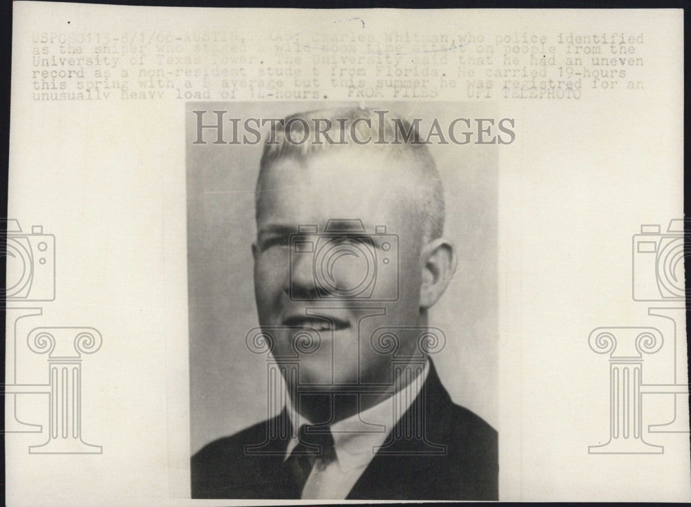 1966 Press Photo Capt Charles Whitman USMC - Historic Images